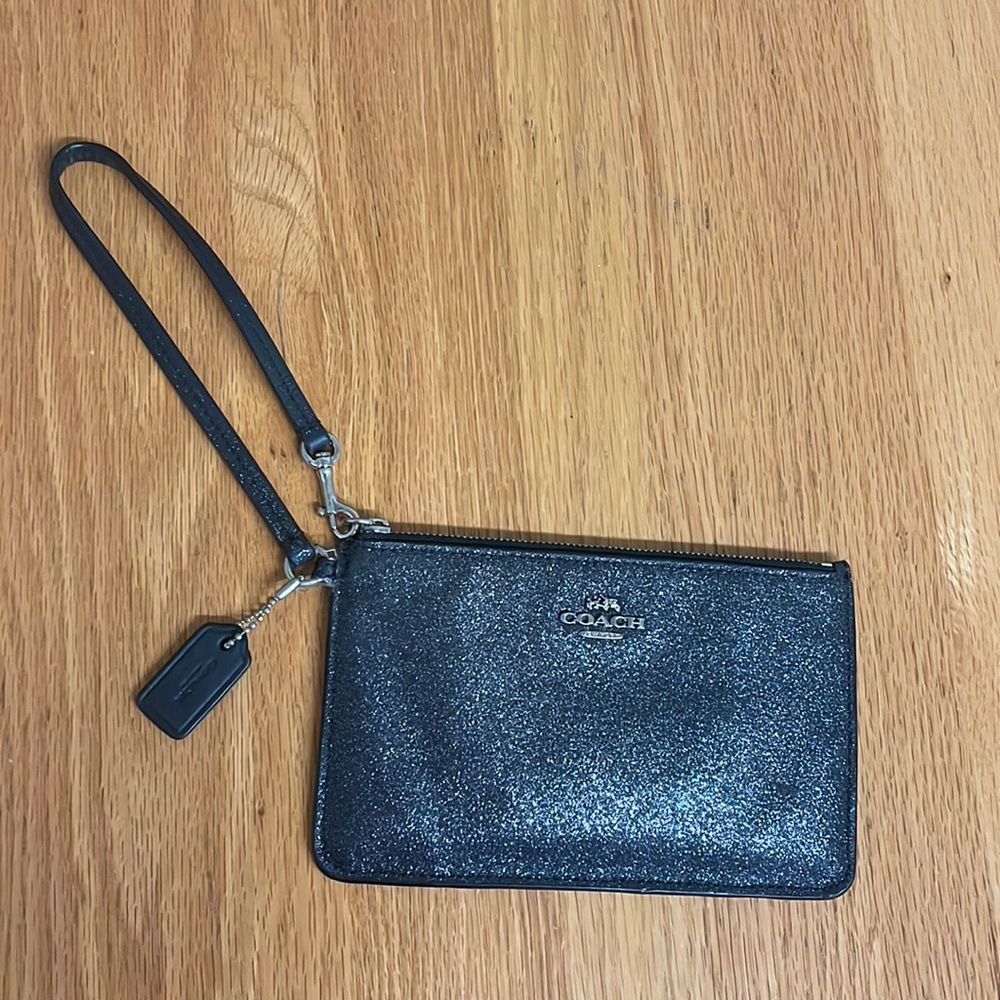Coach black sparkly wristlet